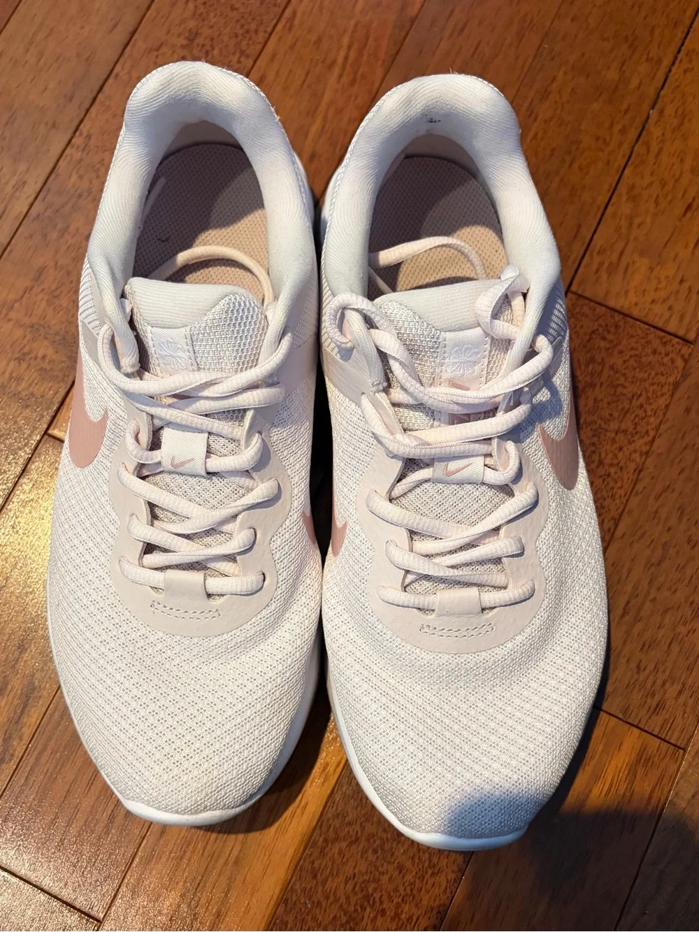 Nike Women's Pale Pink and White Athletic Running Sneakers